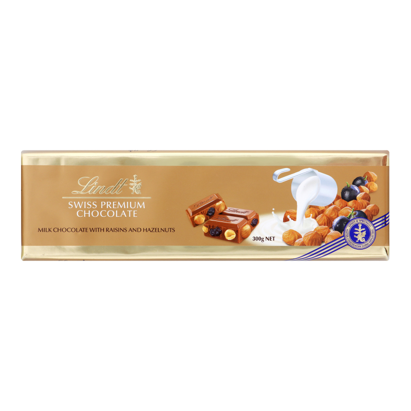 Lindt swiss prem. mch hazeln&raisins tb 0.3kg E #2 (7610400181082)