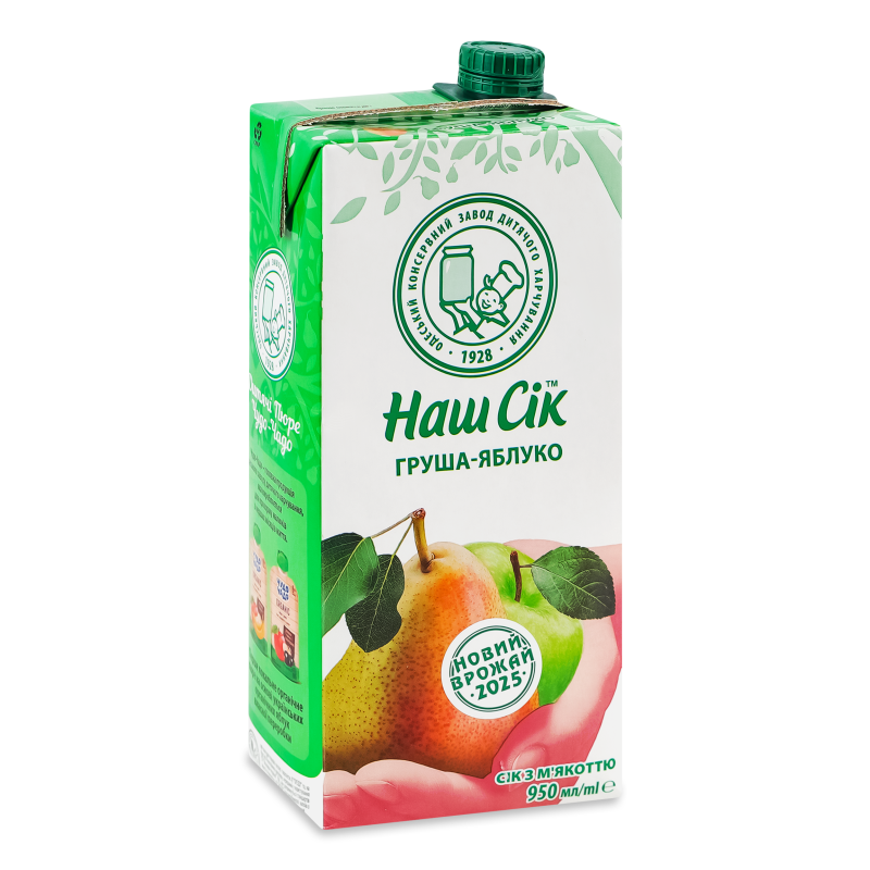 Сік Груша-яблуко з м’якоттю 0,95л т/п Наш сік