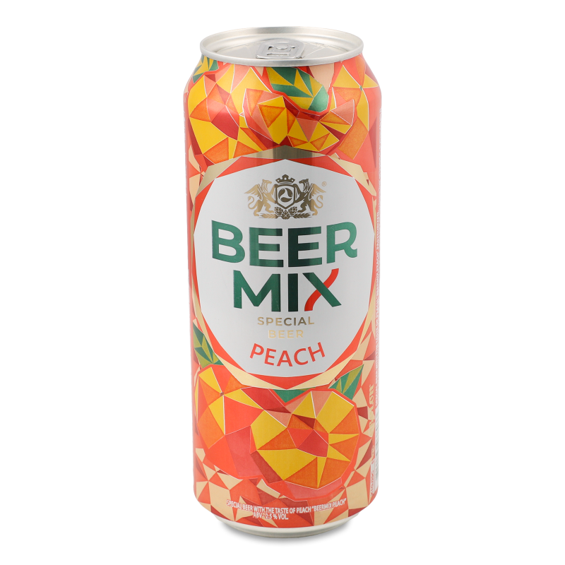 Пиво спеціальне Beer Mix Персик 2,5% 0,5л ж/б Оболонь