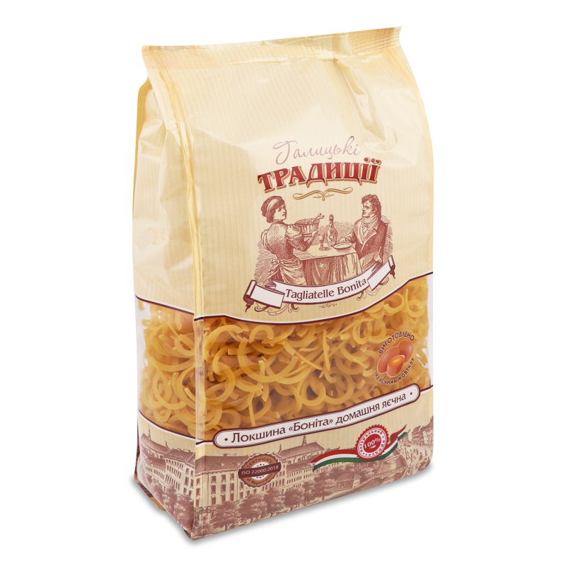 Вироби макаронні Локшина Боніта домашня яєчна 400г Галицькі традиції