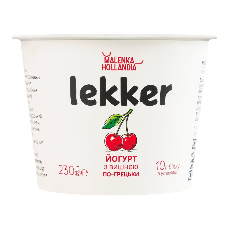 Йогурт 3% з наповнювачем фруктовим Вишня По-грецьки Lekker ст