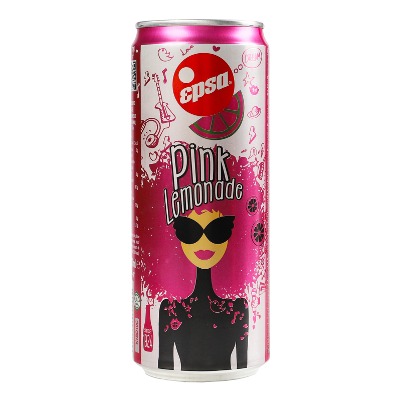 Напій безалкогольний соковмісний сильногазований Pink lemonade Epsa з/б