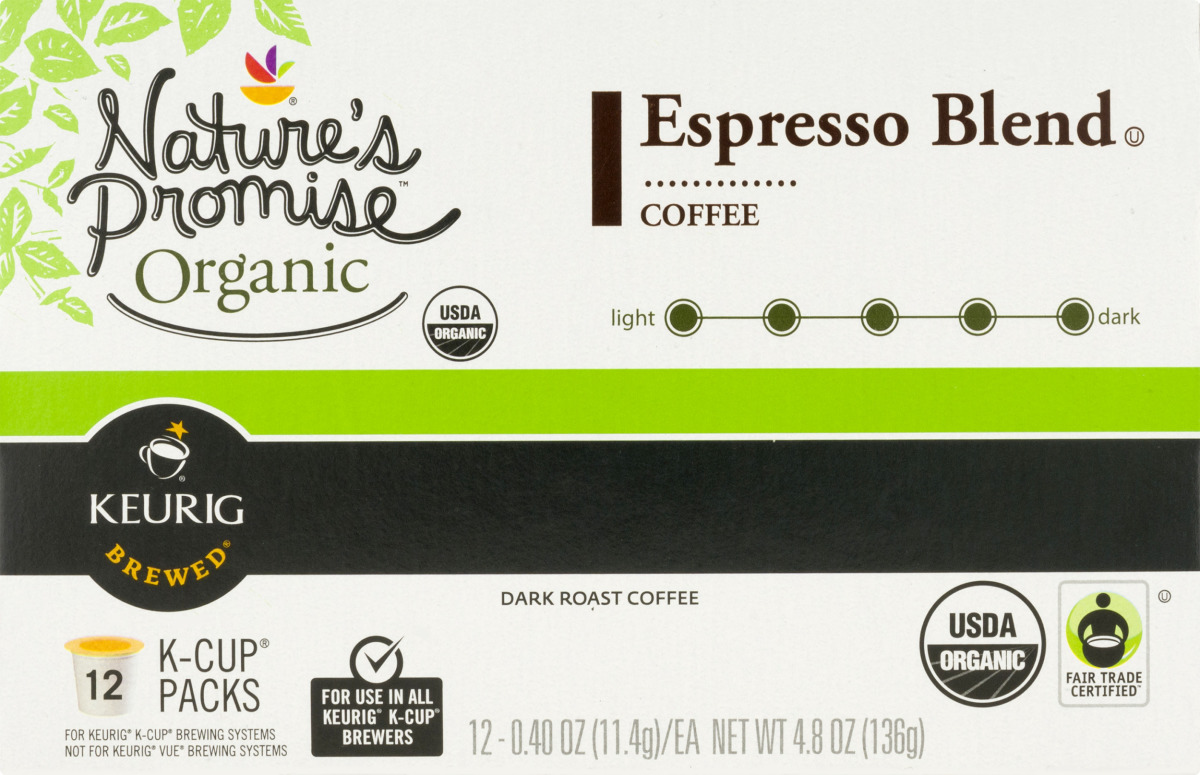 Nature's Promise Organic KCup Coffee Packs Espresso Blend 12 PK