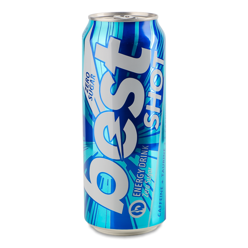 Напій енергетичний безалкогольний Zero sugar сильногазований 0,5л ж/б Best Shot
