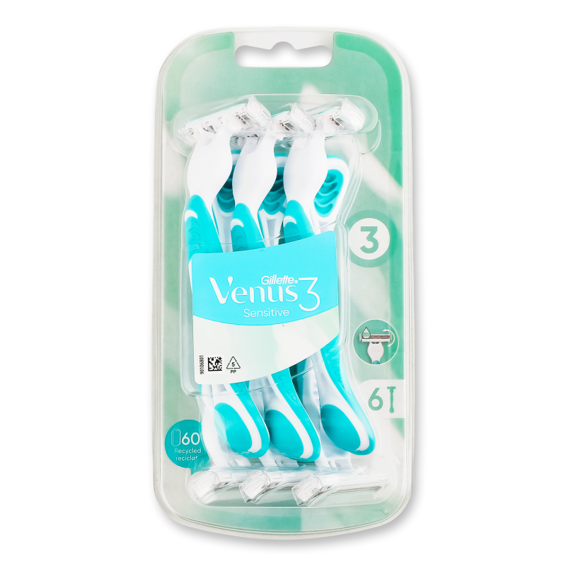 Станок д/гоління одноразовий Венус 3 Сенситів 6шт Джилет