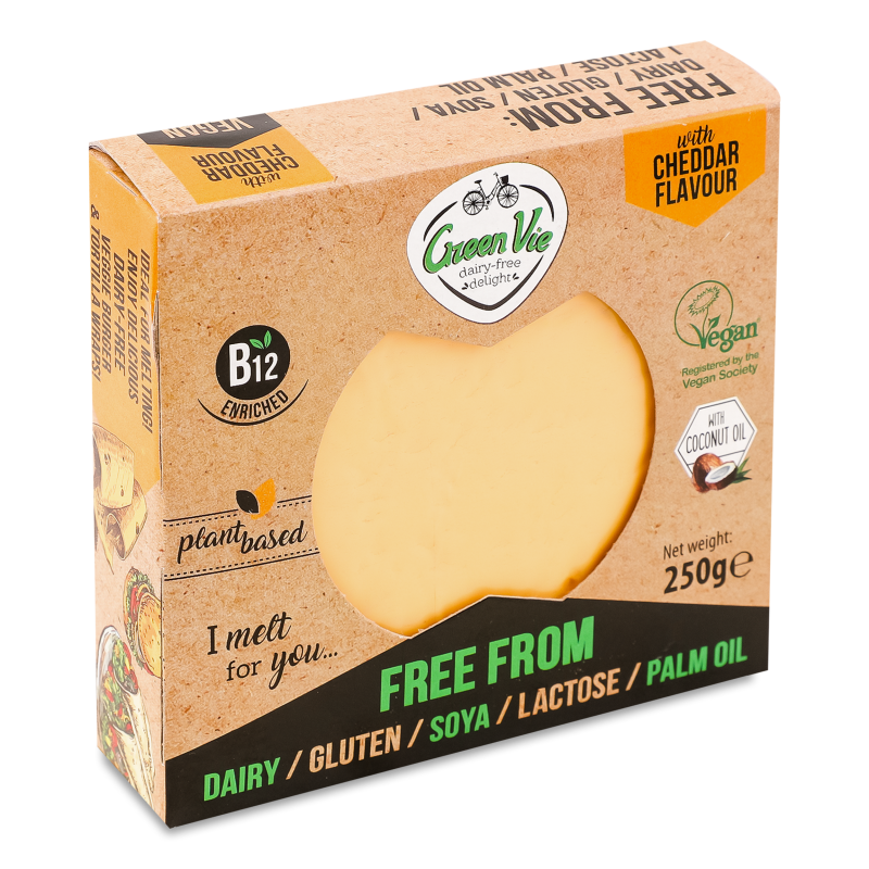 Сир рослинний Чеддер 250г коробка Green Vie