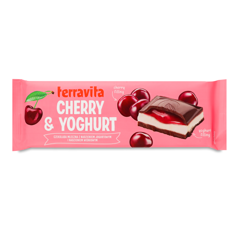 Шоколад молочний з начинкою Вишня та йогурт 235г Terravita