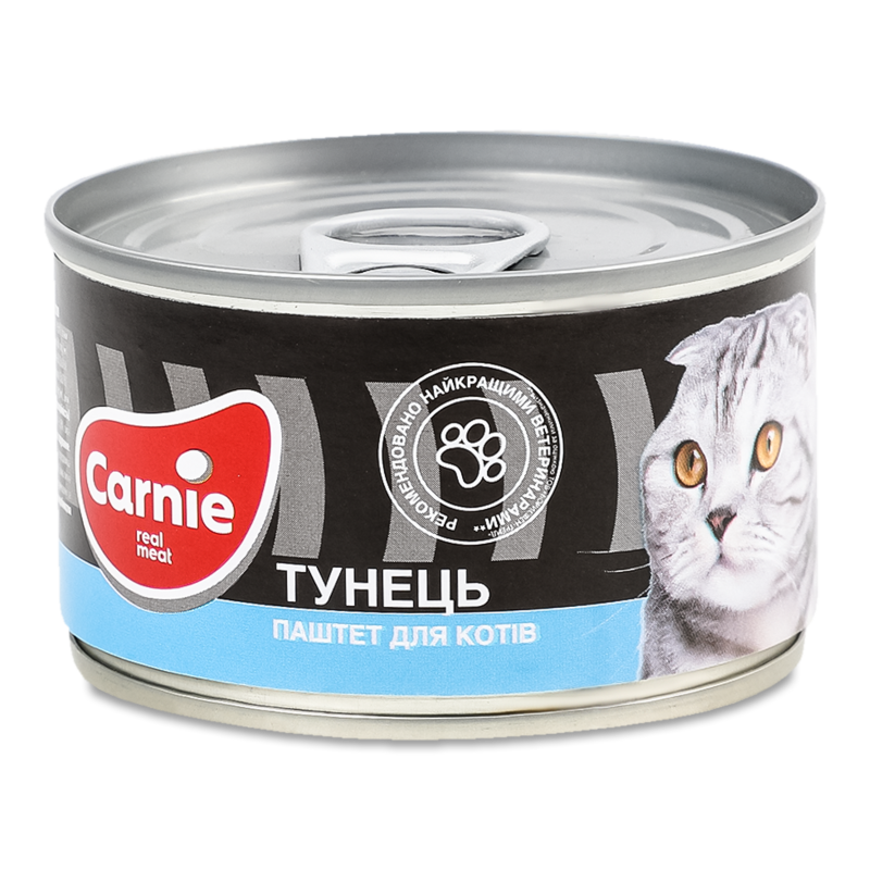 Корм д/котів Паштет м”ясний з тунцем 100г ж/б Carnie