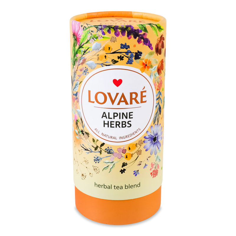 Суміш трав’яного квіткового фруктового та плодового-ягідного чаю Альпійський луг 80г тубус Lovare