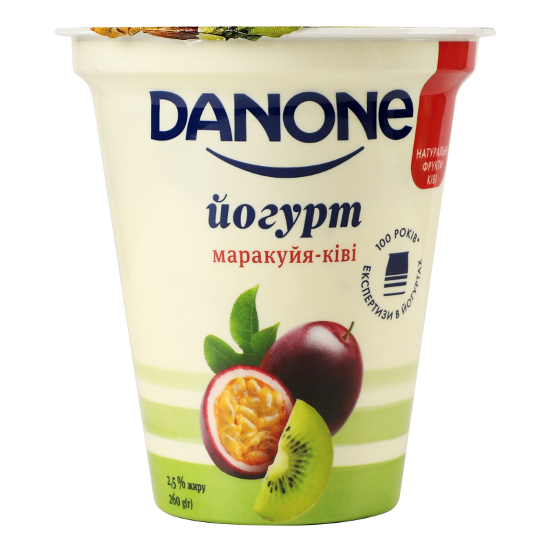 Йогурт 2.5% натуральний Маракуйя-ківі Danone ст
