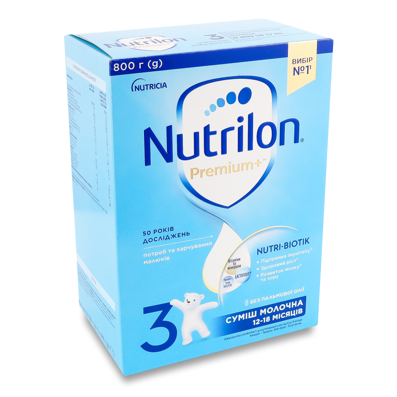 Суміш молочна Premium+ 3 суха від 12 до 18місяців 800г Nutrilon
