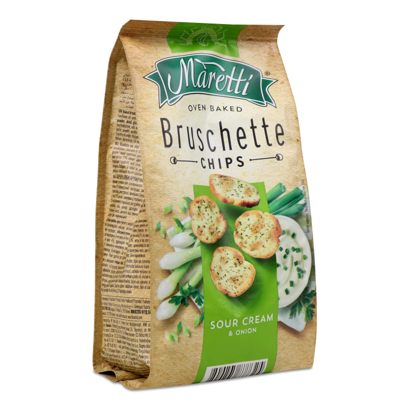 Брускети хлібні з смаком сметани та цибулі 70г Маретті