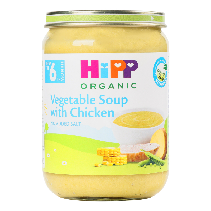 Пюре для дітей від 6міс Овочевий суп з курчам Organic Hipp с/б