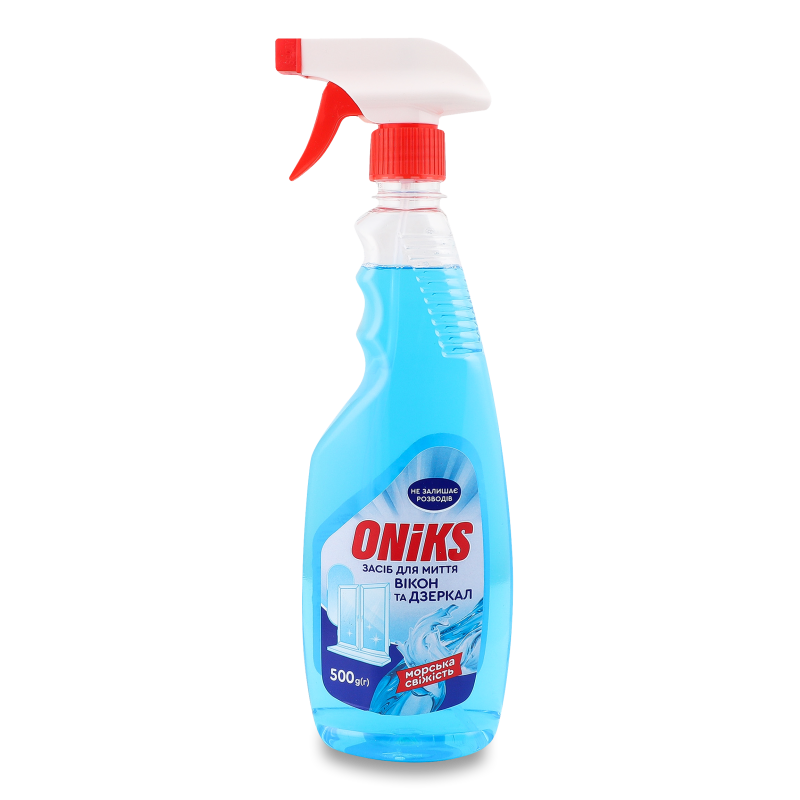 Засіб д/миття вікон та дзеркал Морська свіжість 500г з розпилювачем Онікс