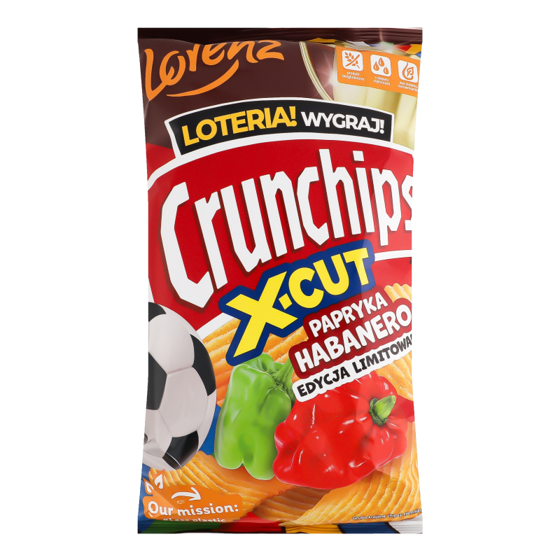 Чипси картопляні рифлені зі смаком паприки хабанеро X-cut Crunchips Lorenz м/у