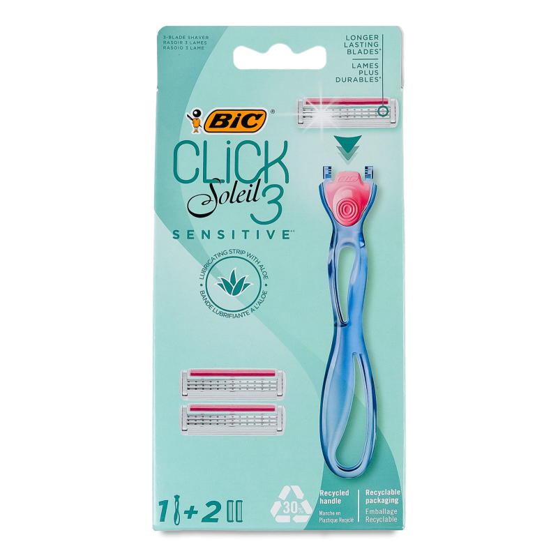 Станок д/гоління Клік Солей-3 Сенсітів+2картриджа д/жінок Бік