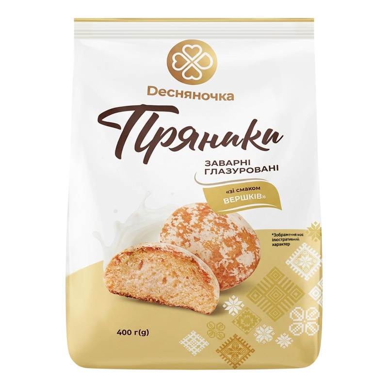 Пряники заварні глазуровані Зі смаком вершків Dесняночка м/у
