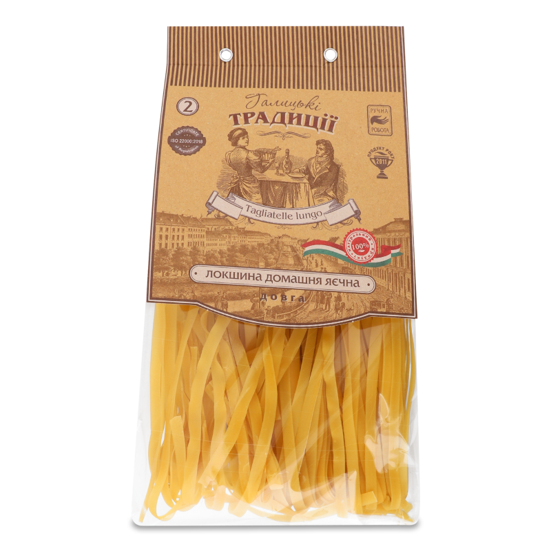 Вироби макаронні Локшина №2 домашня яєчна довга 250г Галицькі традиції