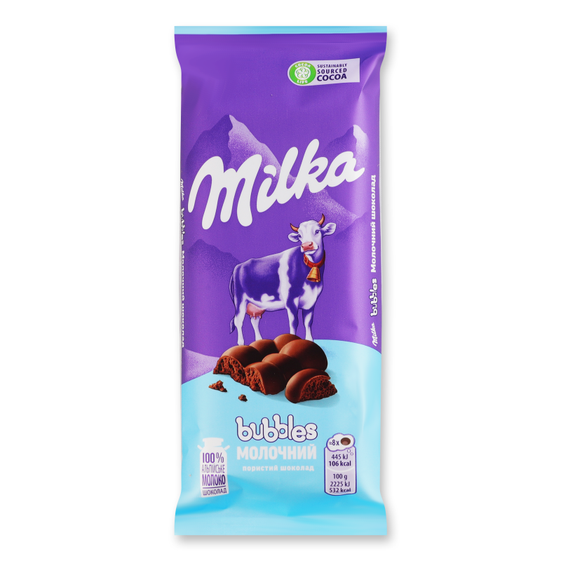 Шоколад Баблз молочний пористий 80г Мілка