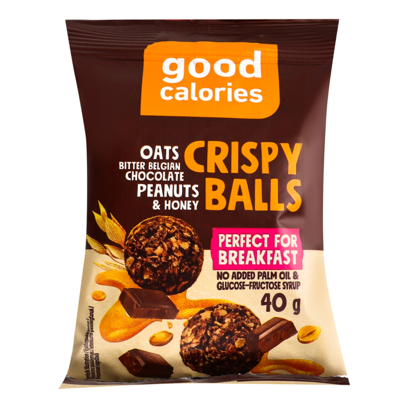 Кульки хрусткі овес гіркий бельгійський шоколад арахіс та мед Good calories м/у