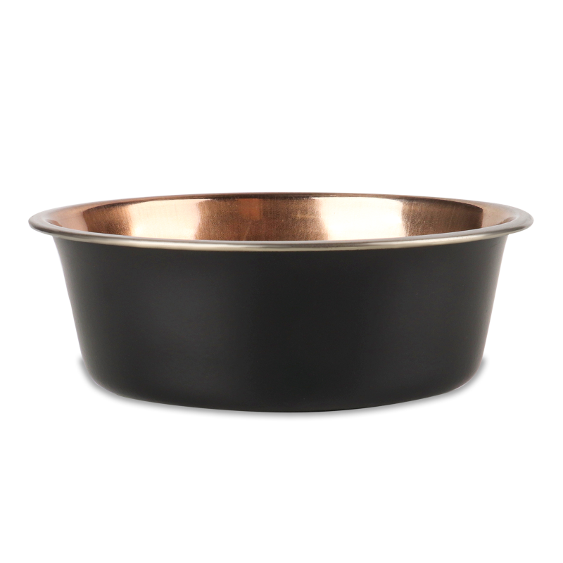 Миска д/собак Ezra 475мл нержавіюча сталь чорна кругла протиковзка Flamingo