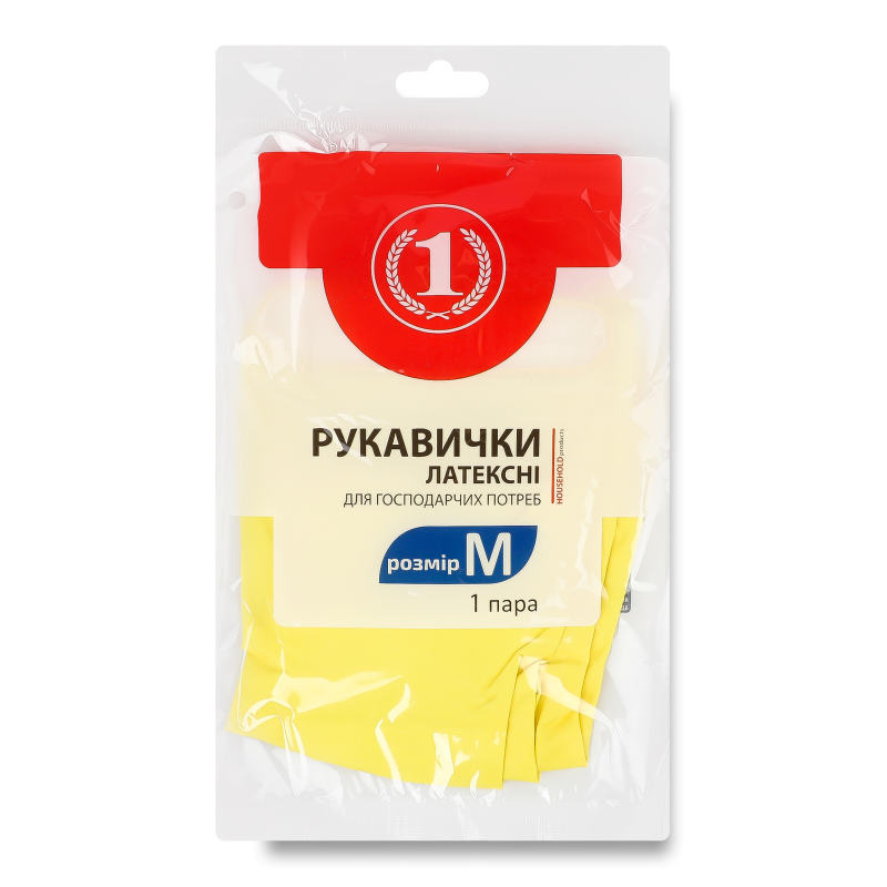Рукавички господарські латексні неопудрені р.M ТМ “1”