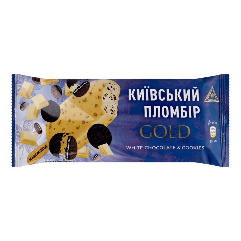 Морозиво 12% ескімо пломбір в білому шоколаді з печивом Gold Київський пломбір м/у