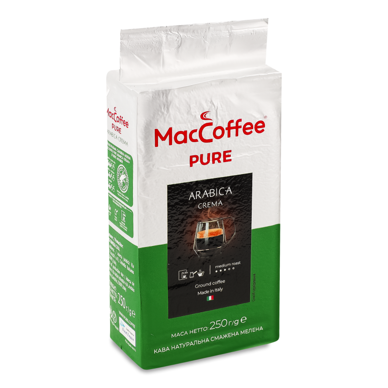 Кава Pure Arabica Crema мелена смажена 250г в/у MacCoffee