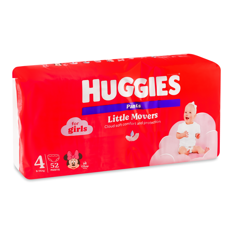 Підгузники-трусики Пант д/дівчаток 9-14кг 52шт Хаггіс