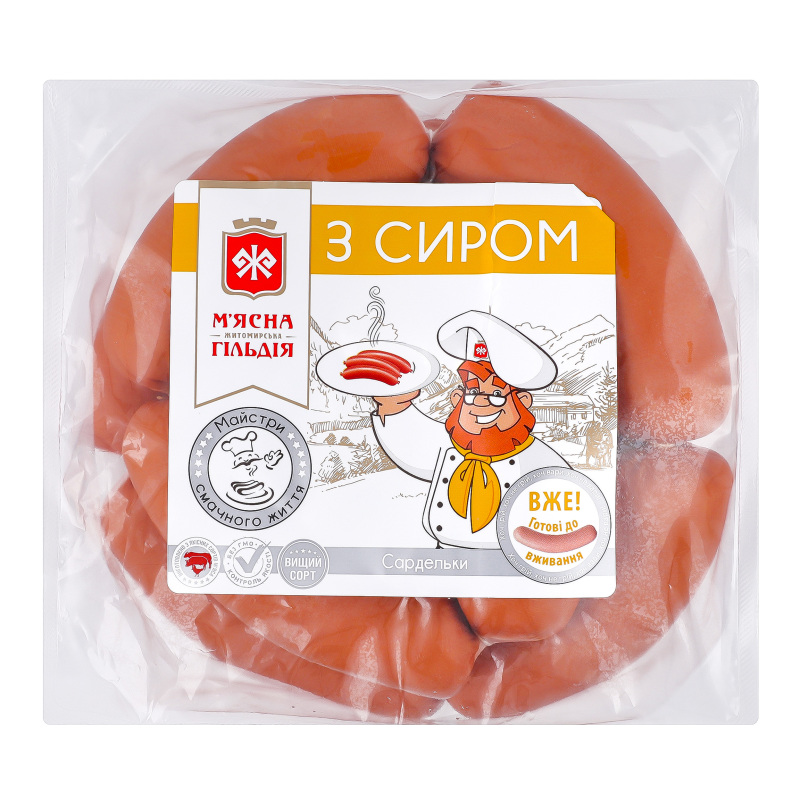 Сардельки З сиром М'ясна Гільдія в/с кг