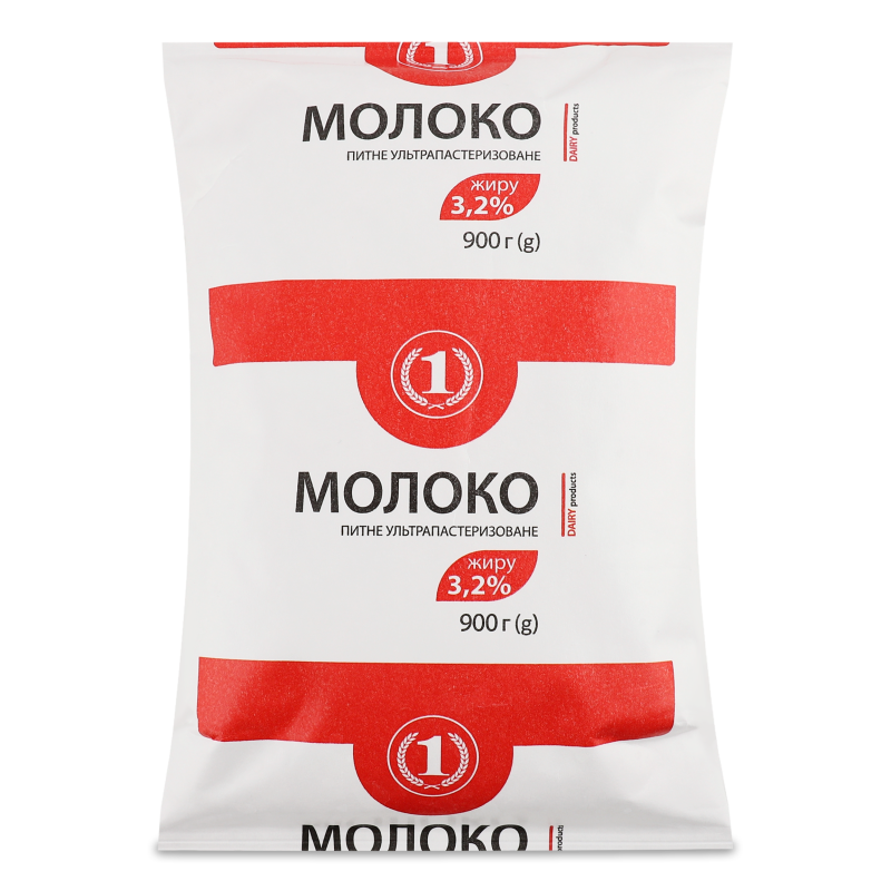 Молоко ультрапастеризоване 3,2% 900г т/фіно ТМ “1”