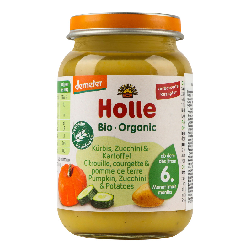Пюре для дітей від 6міс Цукіні і гарбуз з картоплею Organic Holle с/б