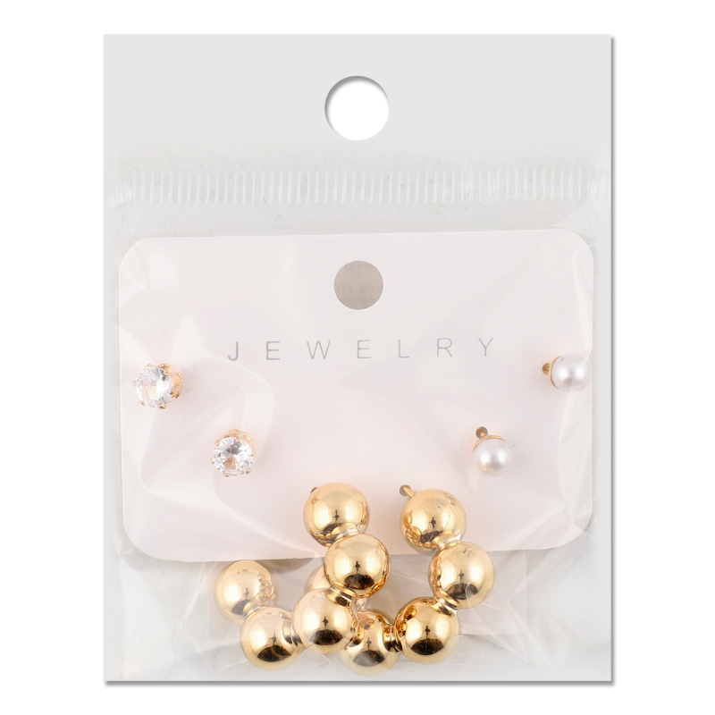 Сережки-гвіздки з камінцями та штучними перлами в асортименті LF25051556