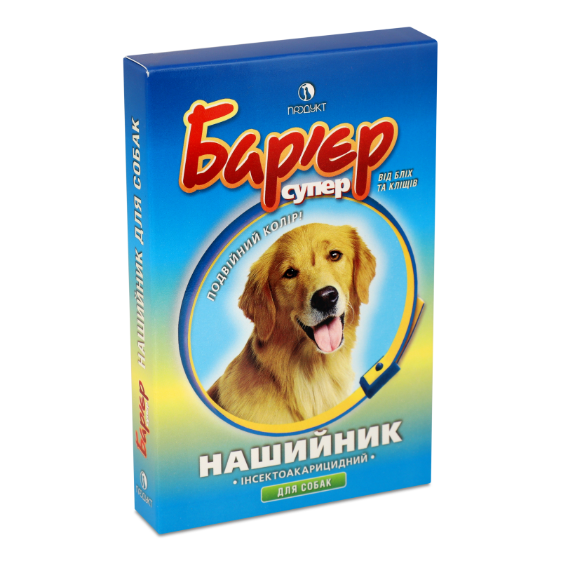 Нашийник д/собак інсектоакарицидний Бар”єр супер синьо-жовтий 65*5см Продукт