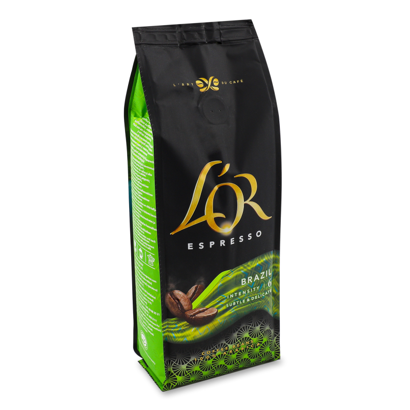 Кава Espresso Brazil в зернах смажена 500г м/у L’or