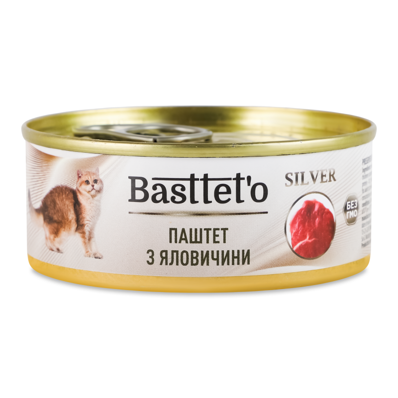 Корм д/котів Паштет з яловичини 85г ж/б Басттет”о