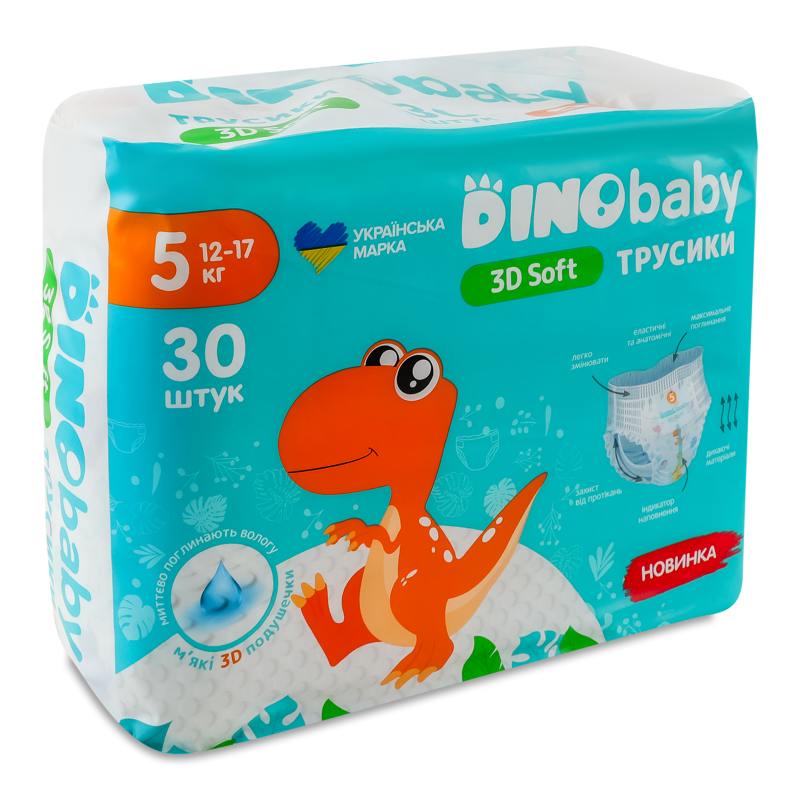 Підгузки-трусики 3D Soft 5 12-17кг 30шт DinoBaby