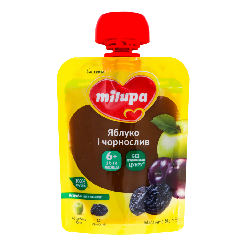 Пюре для дітей від 6міс Яблуко і чорнослив Milupa д/п