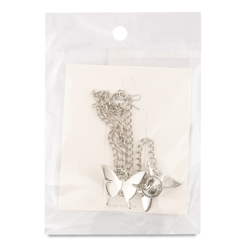 Брошка Пташки сірий метал 15см