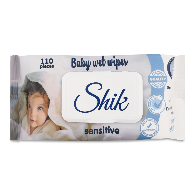 Серветки вологі дитячі Sensitive 110шт з клапаном Shik