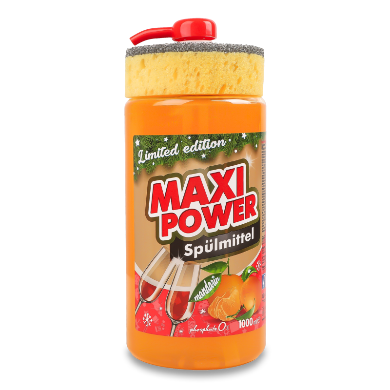 Засіб д/миття посуду Мандарин 1000мл з дозатором Maxi Power
