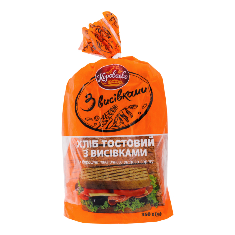 Хліб нарізний Тостовий З висівками Короваєво м/у