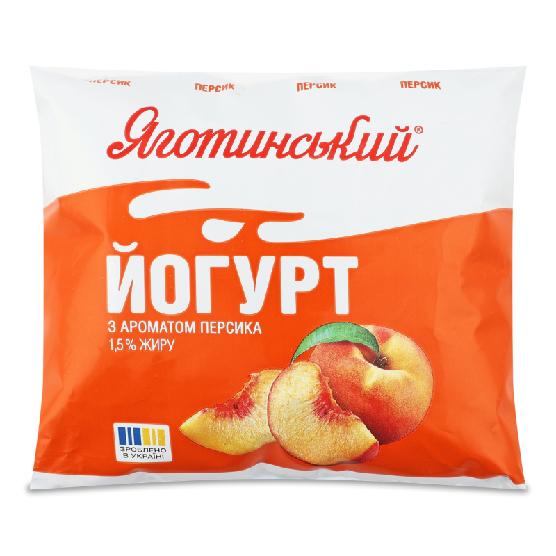 Йогурт з ароматом персика 1,5% 400г п/е Яготинський