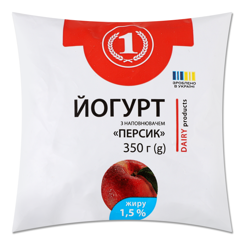 Йогурт питний з наповнювачем Персик 1,5% 350г п/е ТМ “1”