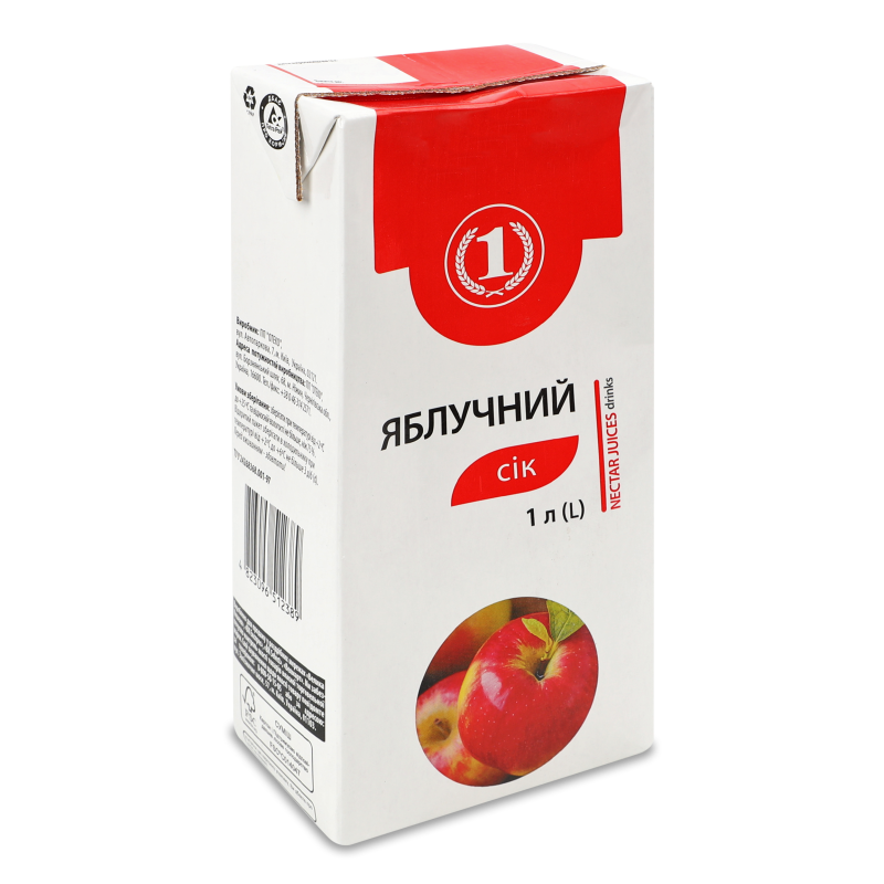Сік Яблучний 1л т/п ТМ “1”