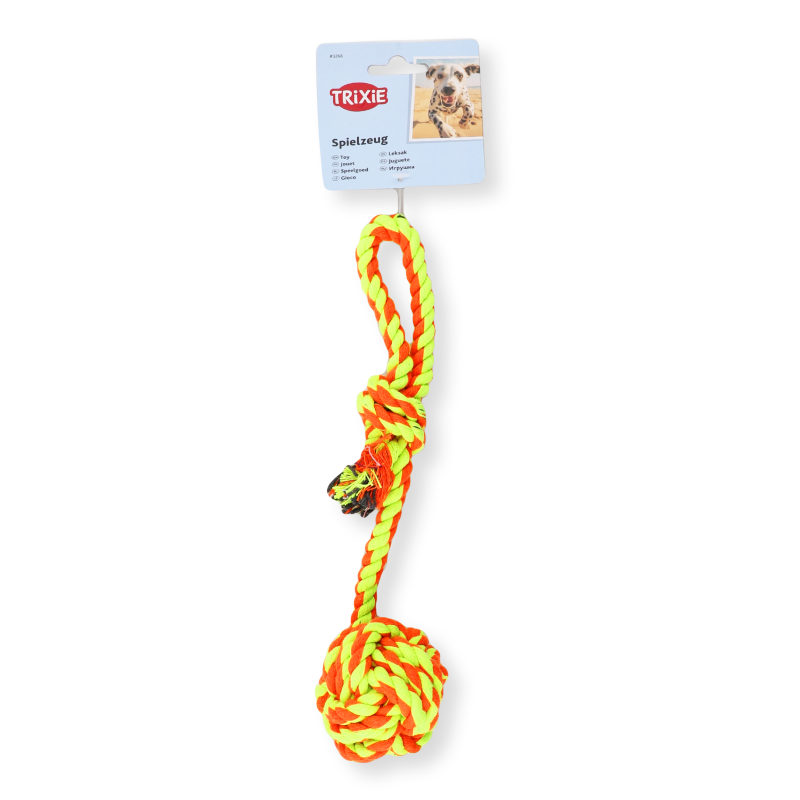 Іграшка д/собак М”яч з каната на мотузці 5,5см Тріксі