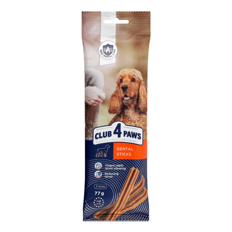 Палички жувальні д/дорослих собак Преміум Дентал стікс 77г Клуб 4 лапи