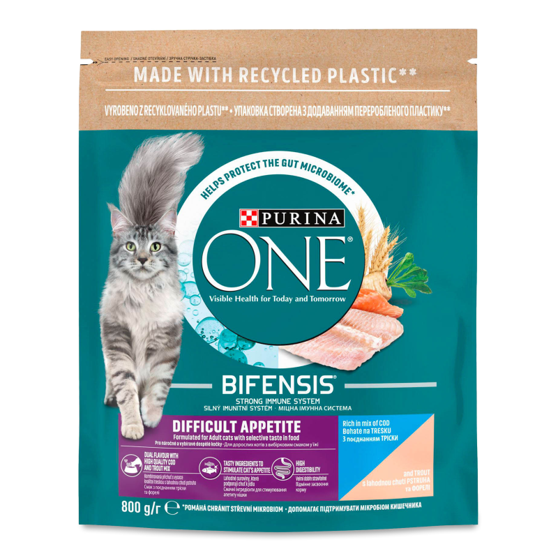 Корм д/дорослих котів Вибірковий апетит з тріскою та фореллю сухий 800г Пуріна Ван