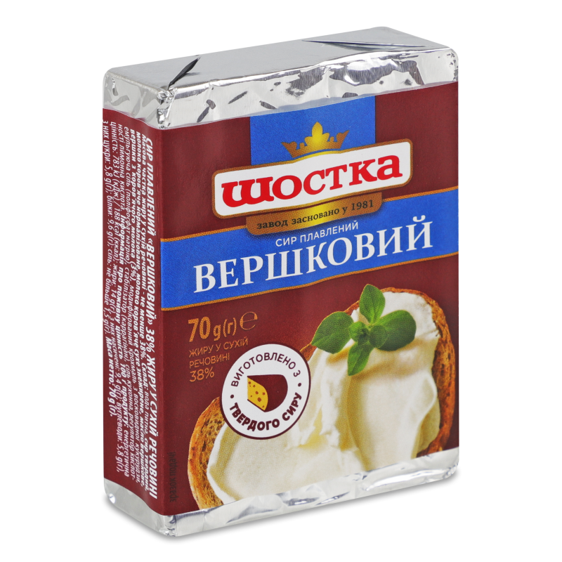 Сир плавлений Вершковий 38% 70г Шостка