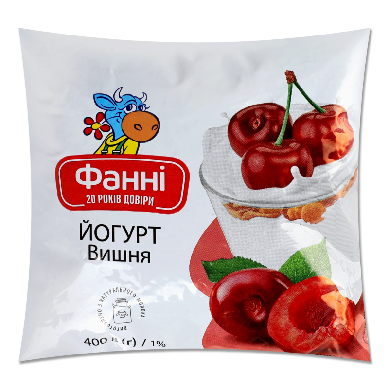Йогурт питний Вишня 1% 400г п/е Фанні